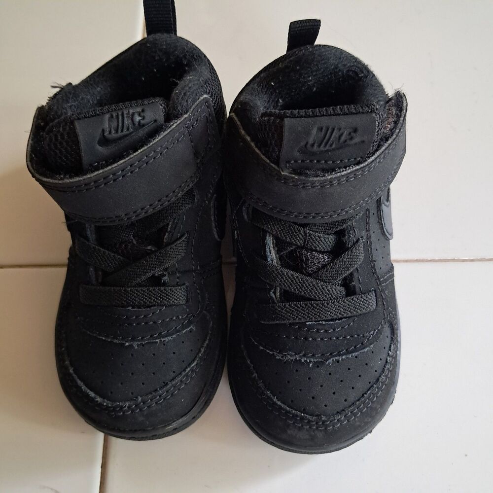 Nike Boys Kid's Court Borough Mid 2 Black Toddler 5 High Top Sneakers